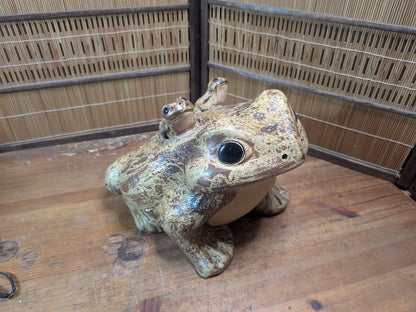 Vintage Shigaraki Ware Frog 1970s Japanese Pottery Kaeru Garden Statue