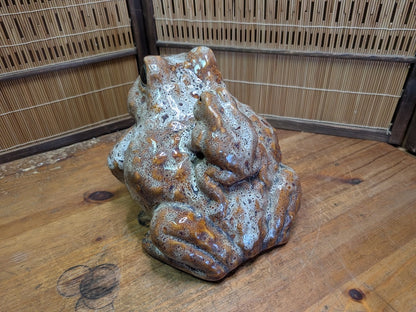 Rare Shigaraki Ware Frog Statue Handmade Japanese Ceramic Kaeru