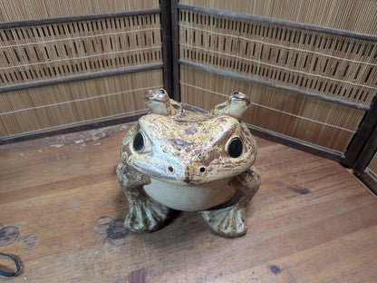 Vintage Shigaraki Ware Frog 1970s Japanese Pottery Kaeru Garden Statue