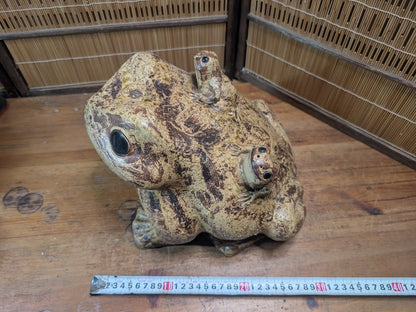 Vintage Shigaraki Ware Frog 1970s Japanese Pottery Kaeru Garden Statue