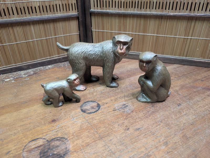 Rare Murata Hiroshi Monkey Sculpture Set Steel Art Japan Handmade
