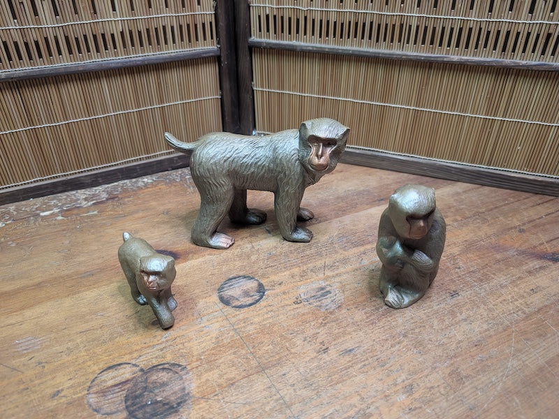Rare Murata Hiroshi Monkey Sculpture Set Steel Art Japan Handmade