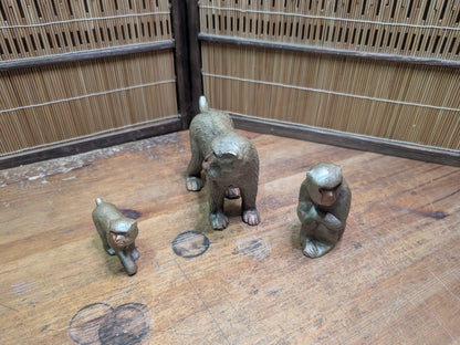 Rare Murata Hiroshi Monkey Sculpture Set Steel Art Japan Handmade