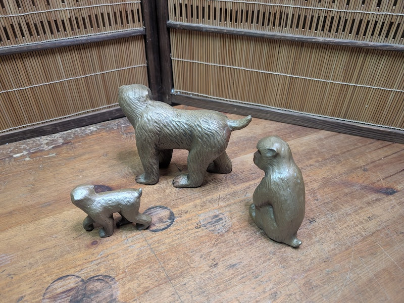 Rare Murata Hiroshi Monkey Sculpture Set Steel Art Japan Handmade