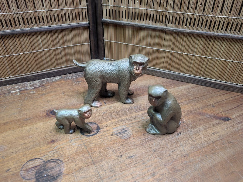 Rare Murata Hiroshi Monkey Sculpture Set Steel Art Japan Handmade