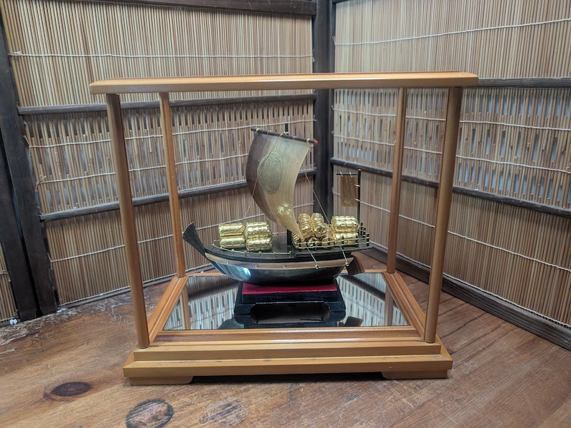 Rare Japanese Sailing Ship Model Framed Maritime Folk Art Decor Japan