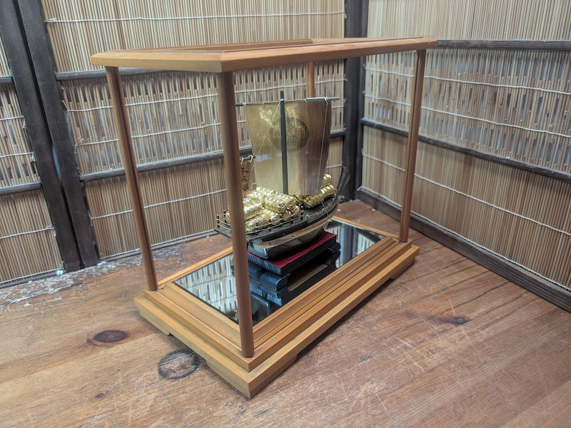 Rare Japanese Sailing Ship Model Framed Maritime Folk Art Decor Japan