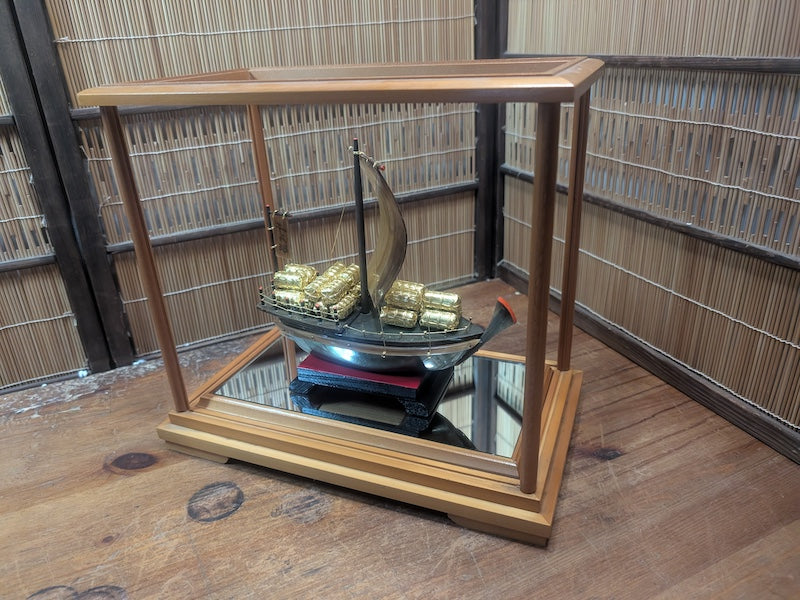 Rare Japanese Sailing Ship Model Framed Maritime Folk Art Decor Japan