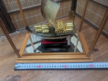 Rare Japanese Sailing Ship Model Framed Maritime Folk Art Decor Japan