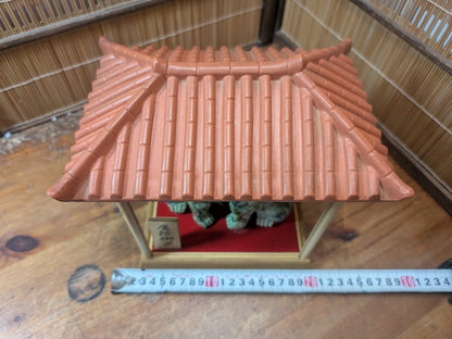 Vintage Okinawa Shisa Guardian Lions 1970s Wooden House Japanese Folk Art