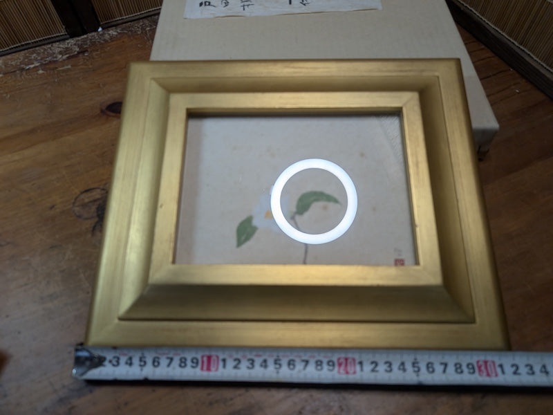 White Camellia Painting Signed Shimizu Seisaku 24K Gold Leaf Frame Auction JP