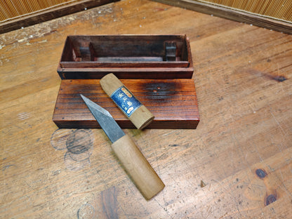 Rare Japanese Bamboo Carving Knife Signed Rauma With Custom Box Tool