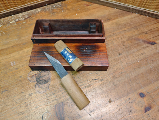 Rare Japanese Bamboo Carving Knife Signed Rauma With Custom Box Tool