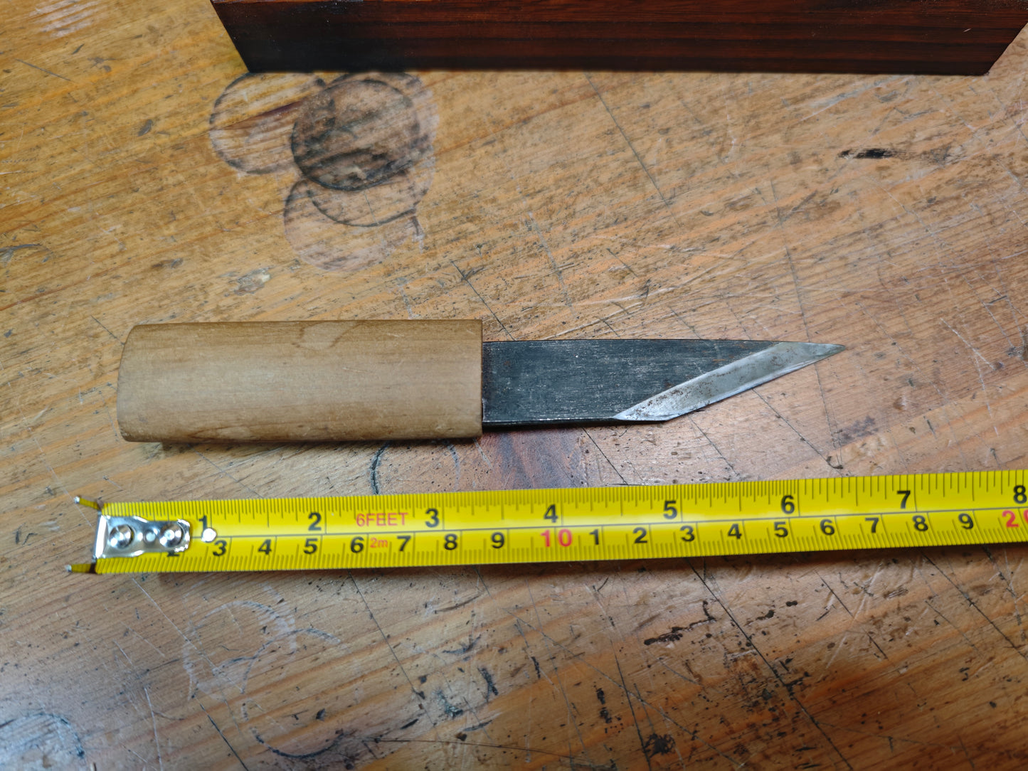 Rare Japanese Bamboo Carving Knife Signed Rauma With Custom Box Tool