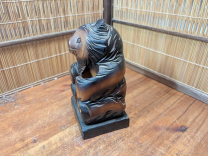 Vintage Japanese Kibori Kuma Bear Hokkaido Wood Carving Ainu Folk Art 1980s
