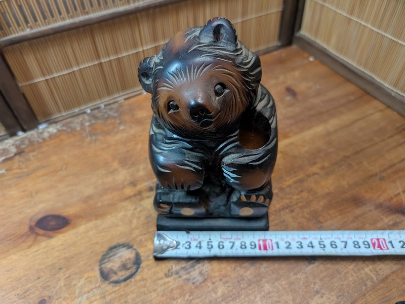 Vintage Japanese Kibori Kuma Bear Hokkaido Wood Carving Ainu Folk Art 1980s