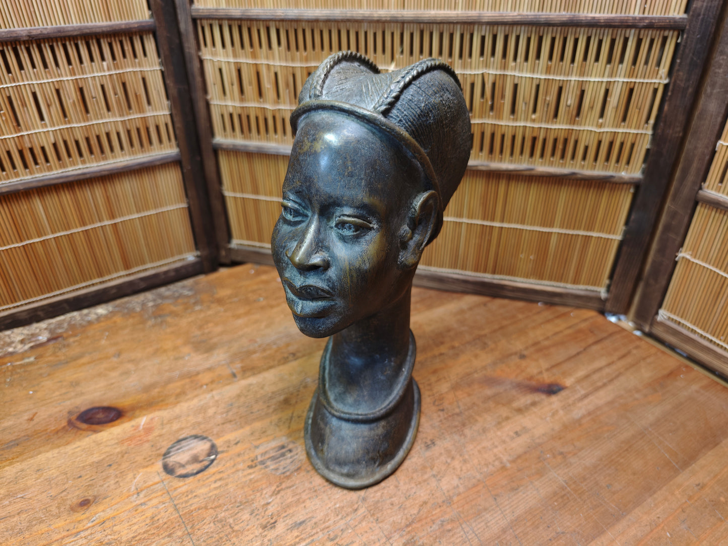 Rare African Bronze Bust Sculpture Vintage Tribal Art Japan Auction
