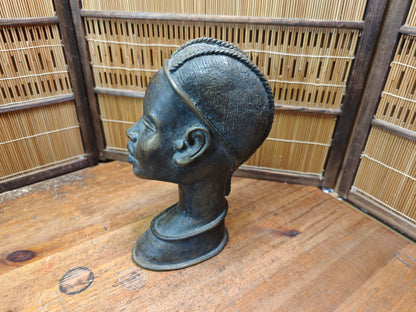 Rare African Bronze Bust Sculpture Vintage Tribal Art Japan Auction