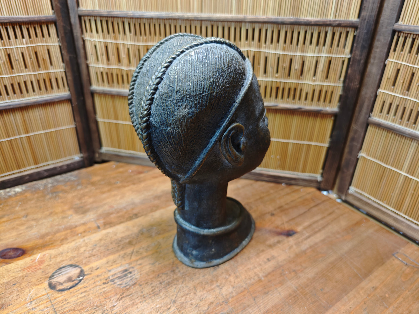 Rare African Bronze Bust Sculpture Vintage Tribal Art Japan Auction
