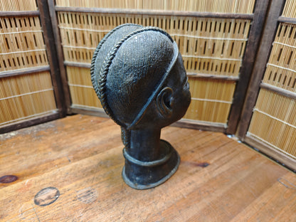 Rare African Bronze Bust Sculpture Vintage Tribal Art Japan Auction