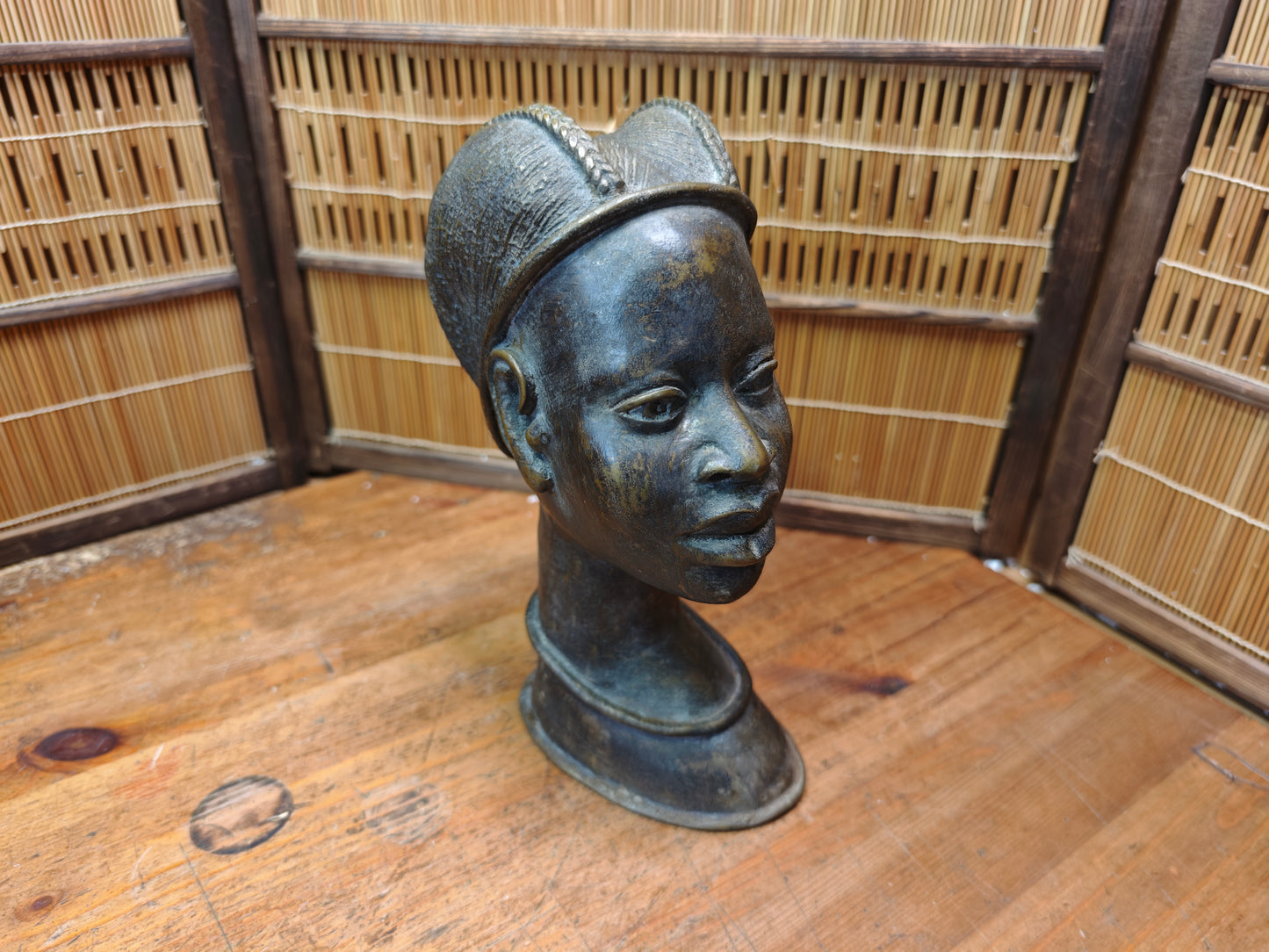 Rare African Bronze Bust Sculpture Vintage Tribal Art Japan Auction