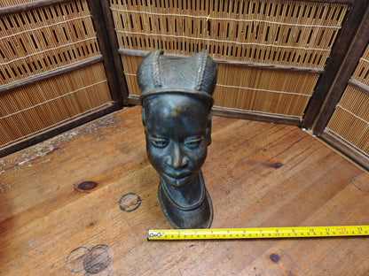 Rare African Bronze Bust Sculpture Vintage Tribal Art Japan Auction