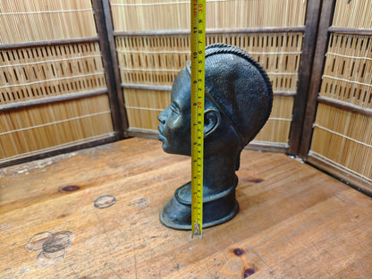 Rare African Bronze Bust Sculpture Vintage Tribal Art Japan Auction