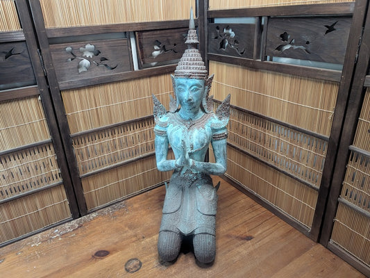 Vintage Thai Bronze Theppanom Statue Guardian Figure JPN Auction Rare