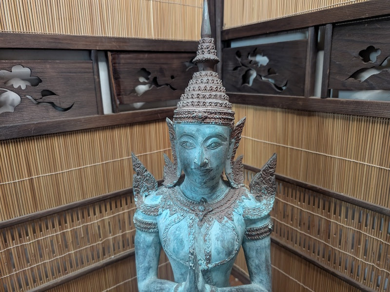 Vintage Thai Bronze Theppanom Statue Guardian Figure JPN Auction Rare