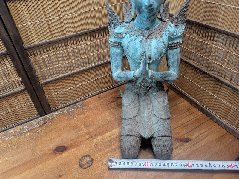Vintage Thai Bronze Theppanom Statue Guardian Figure JPN Auction Rare