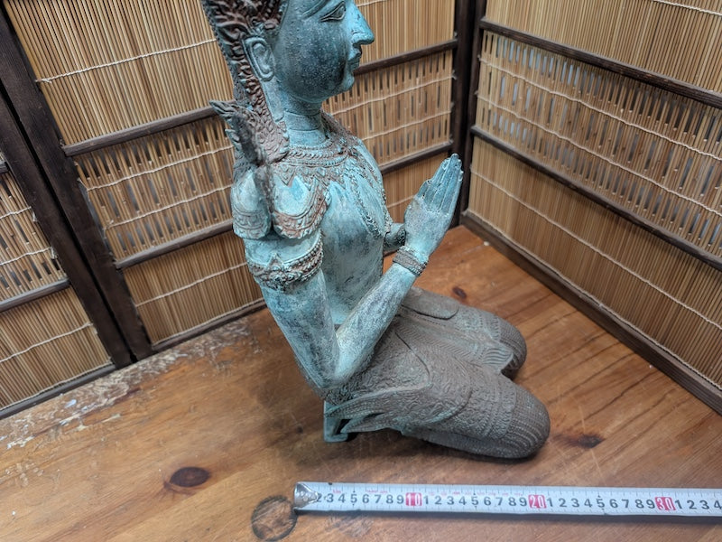 Vintage Thai Bronze Theppanom Statue Guardian Figure JPN Auction Rare