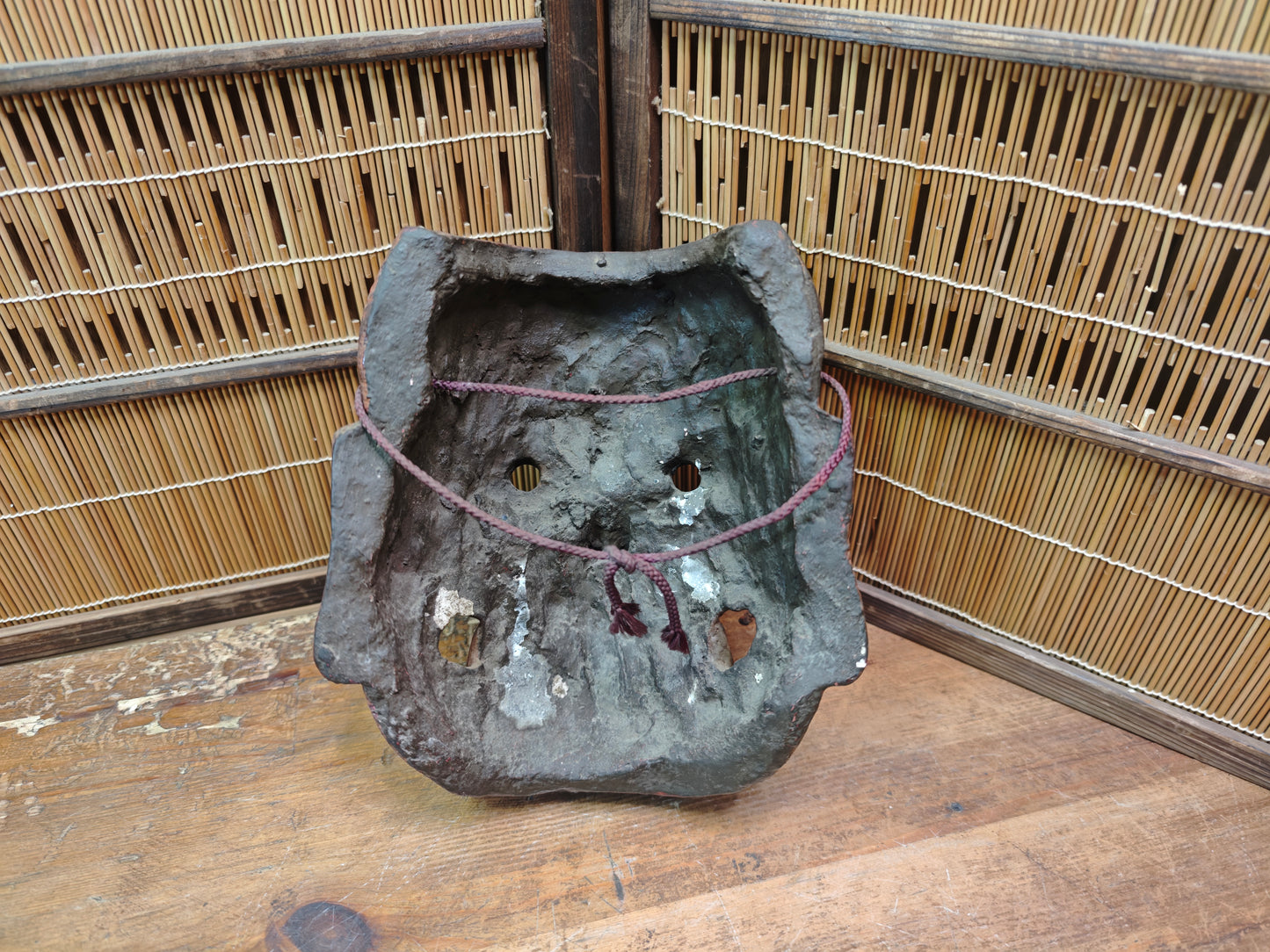 Japanese 1950s Tengu Mask Wood Ceramic Mixed Folklore Theater