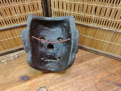 Rare Japanese 1950s Tengu Mask Wood Ceramic Mixed Folklore Theater