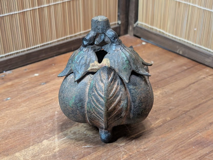 Japanese Eggplant Incense Burner Mixed Steel Koro Antique Decor