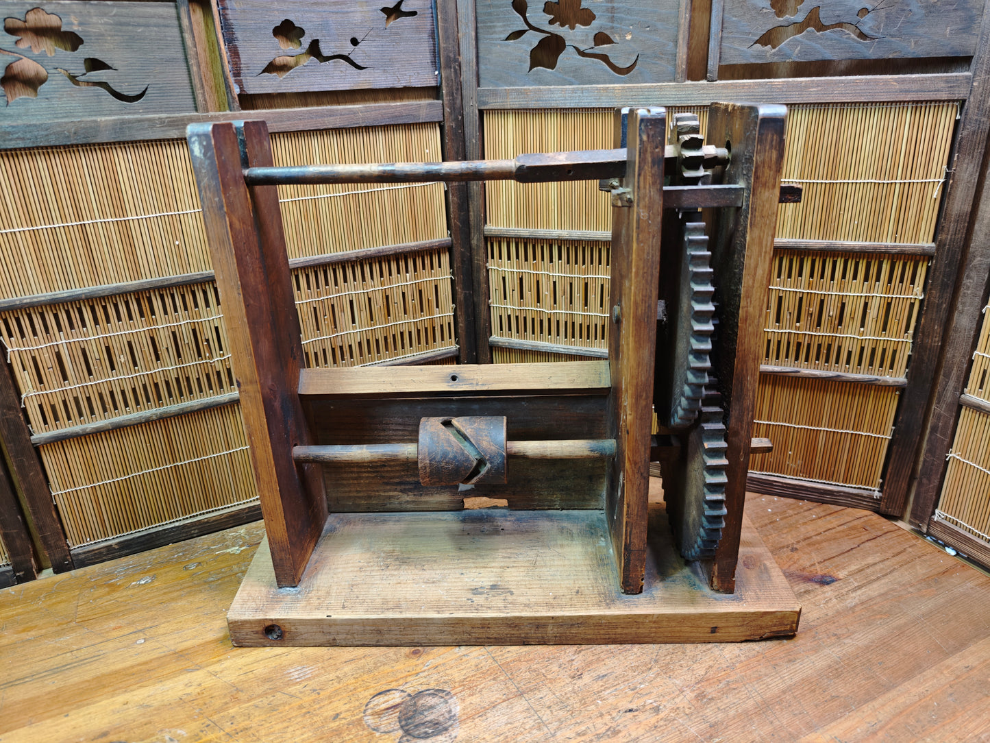 Japanese Antique Zakuri Silk Reeling Machine Converted Bonsai Display