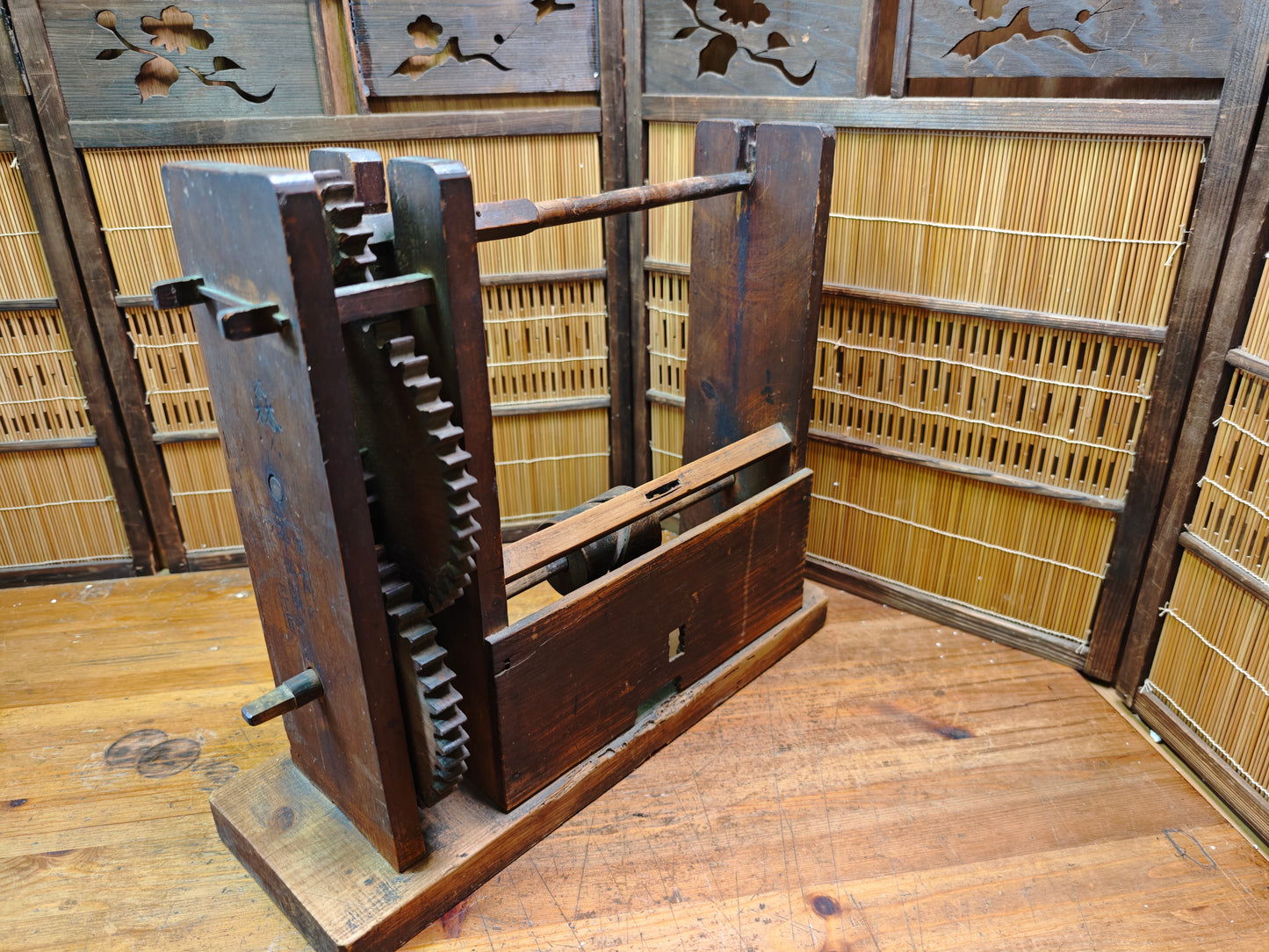 Japanese Antique Zakuri Silk Reeling Machine Converted Bonsai Display