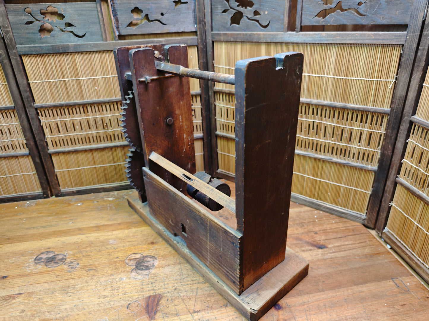 Japanese Antique Zakuri Silk Reeling Machine Converted Bonsai Display