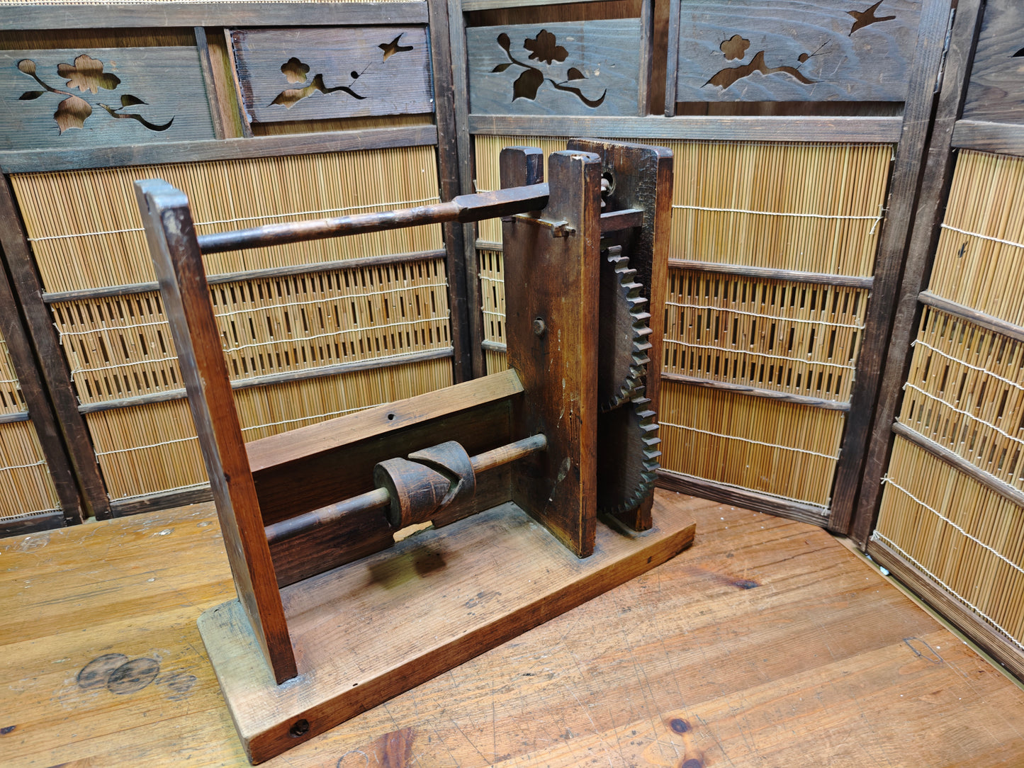 Japanese Antique Zakuri Silk Reeling Machine Converted Bonsai Display