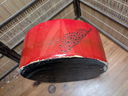 Rare Japanese Antique 1930s Bamboo Storage Box Kamon Crest Auction JP