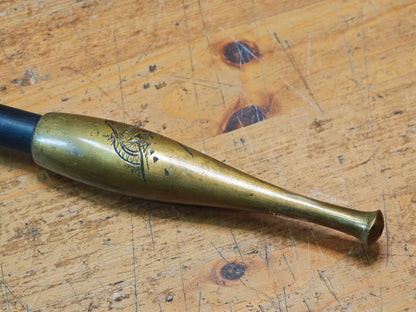 Rare Japanese Antique 1950s Kiseru Pipe Brass Bamboo Hand Engraved