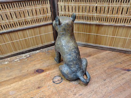 Authentic Benin Bronze Leopard Sculpture Vintage African Art JP Auction