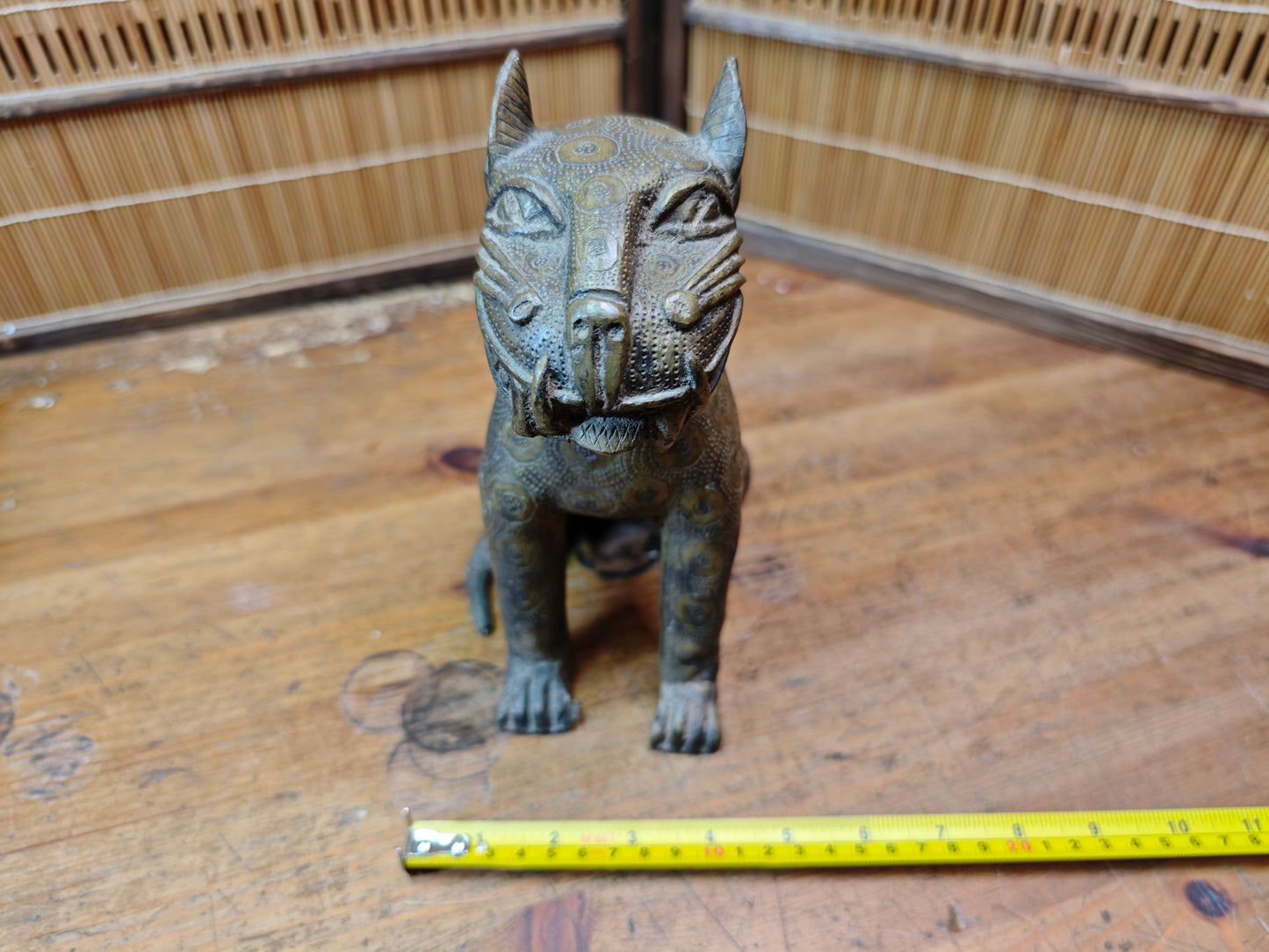 Authentic Benin Bronze Leopard Sculpture Vintage African Art JP Auction