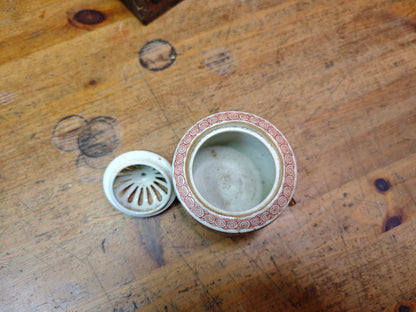 Rare Japanese Antique Kutani Ware Koro Incense Burner with Wooden Box
