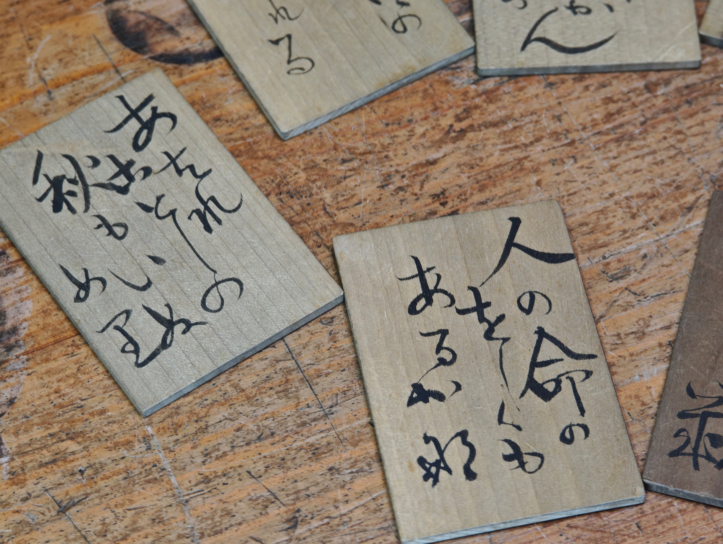 Rare Japanese Antique Meiji Era Poetry Karuta Cards Set Wooden Box