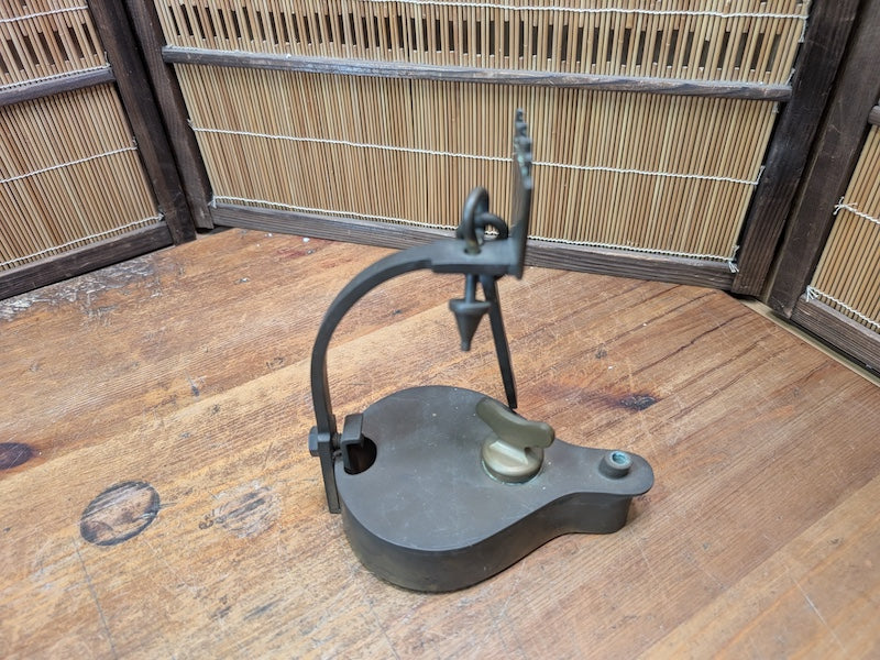 1800s Japanese Bronze Hanging Oil Lamp Meiji Irori Hearth Antique