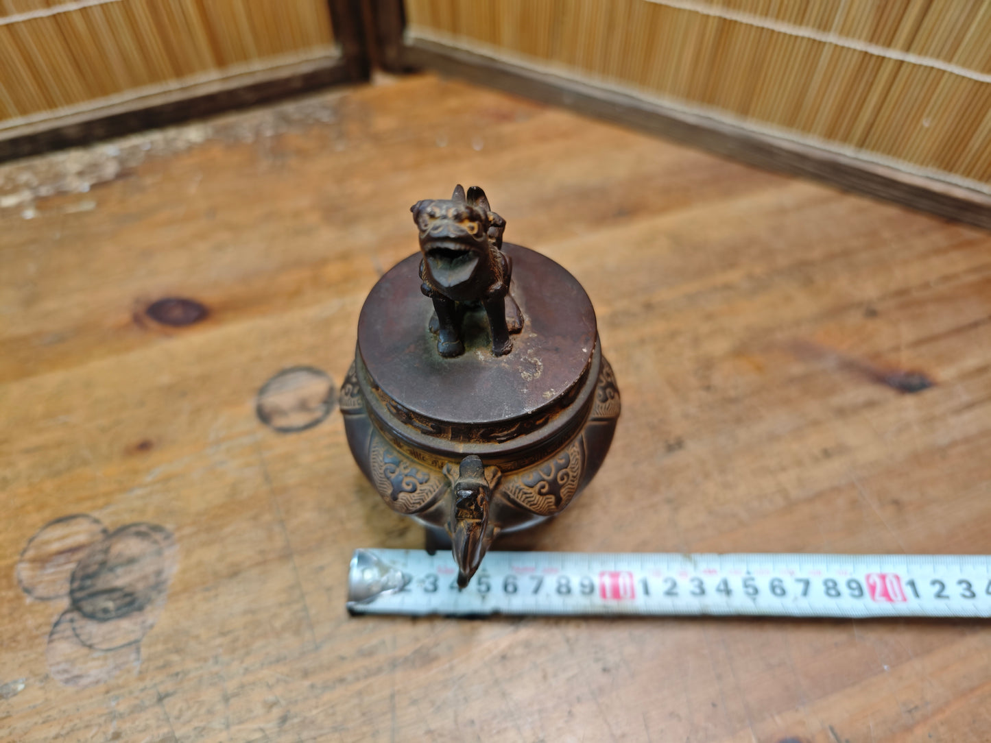 Japanese Bronze Koro Incense Burner Guardian Dog Lid Japan Auction