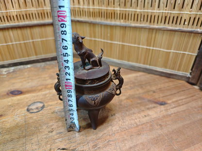 Japanese Bronze Koro Incense Burner Guardian Dog Lid Japan Auction