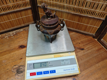 Japanese Bronze Koro Incense Burner Guardian Dog Lid Japan Auction