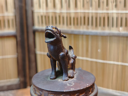 Japanese Bronze Koro Incense Burner Guardian Dog Lid Japan Auction