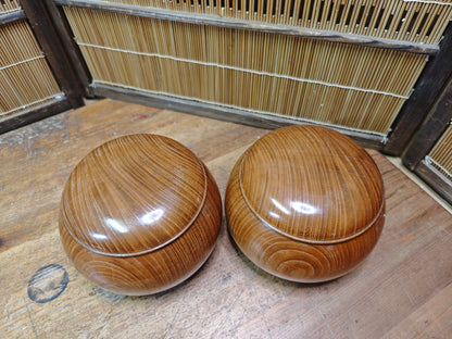 Rare Japanese Go Stones Set Hamaguri Shell 186 White 180 Black Wood Bowls
